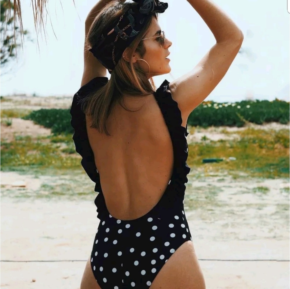 RUFFLE POLKA DOT MONOKINI ONE PIECE SWIMSUIT - Picture 3 of 8